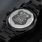 Men's Engraved Watch, We've Got Your Six, Charcoal Black, Gift Watch.