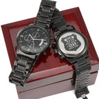 Men's Engraved Watch, We've Got Your Six, Charcoal Black, Gift Watch.