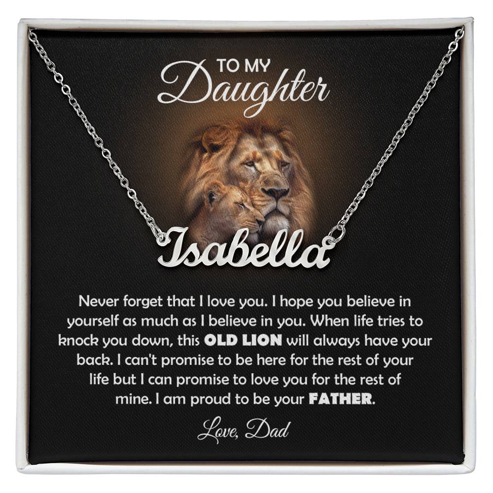 TO MY DAUGHTER OLD LION NAME NECKLACE GIFT SET.