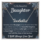 TO MY DAUGHTER CHAPTERS SQUEEZED NAME NECKLACE GIFT SET.