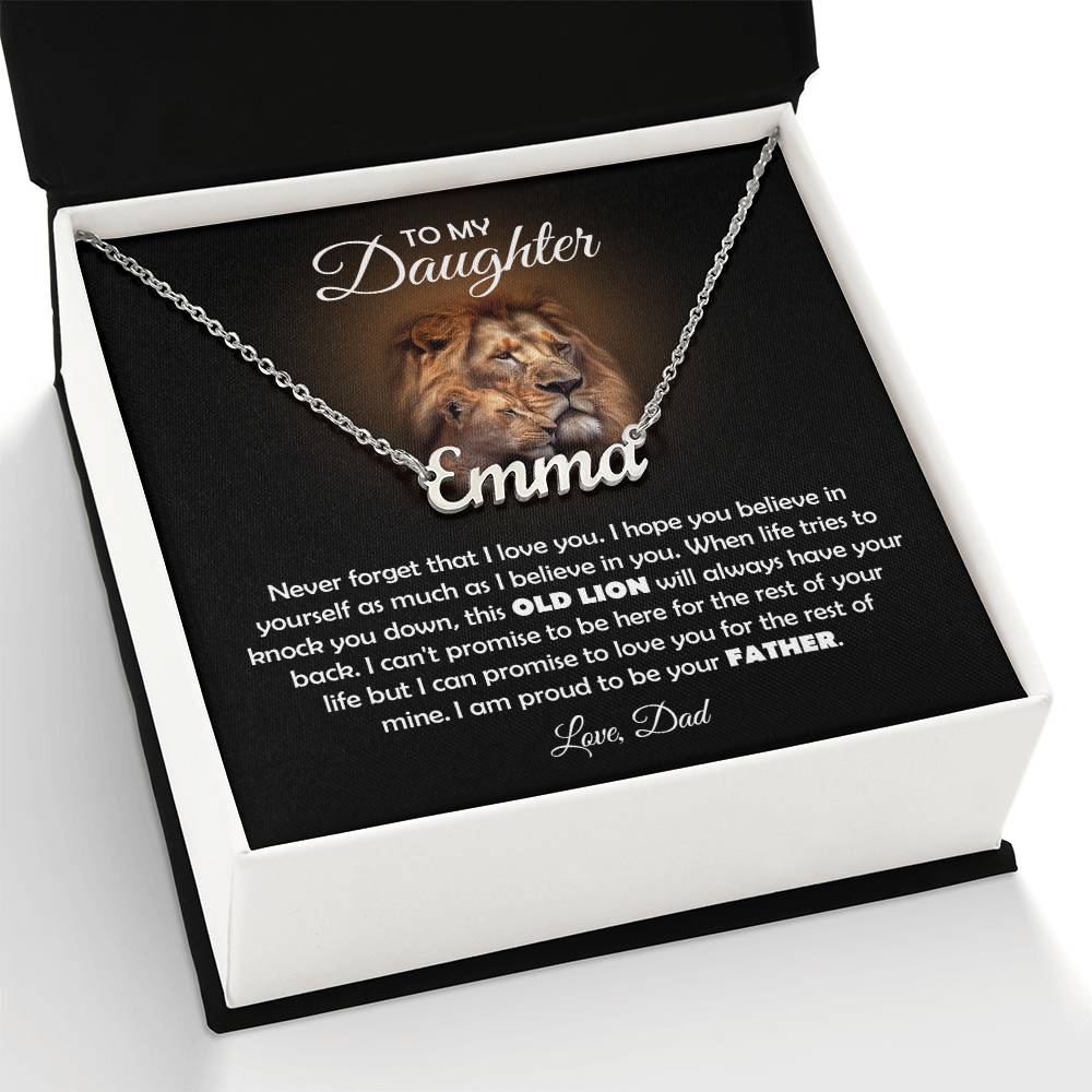 TO MY DAUGHTER OLD LION NAME NECKLACE GIFT SET.