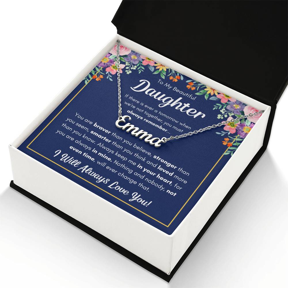 TO MY DAUGHTER BRAVER NAME NECKLACE GIFT SET.