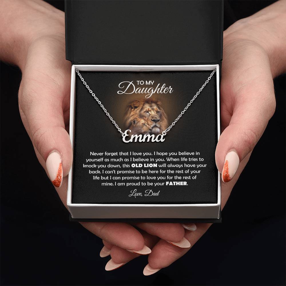 TO MY DAUGHTER OLD LION NAME NECKLACE GIFT SET.