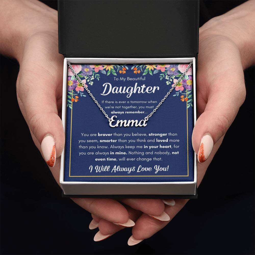 TO MY DAUGHTER BRAVER NAME NECKLACE GIFT SET.