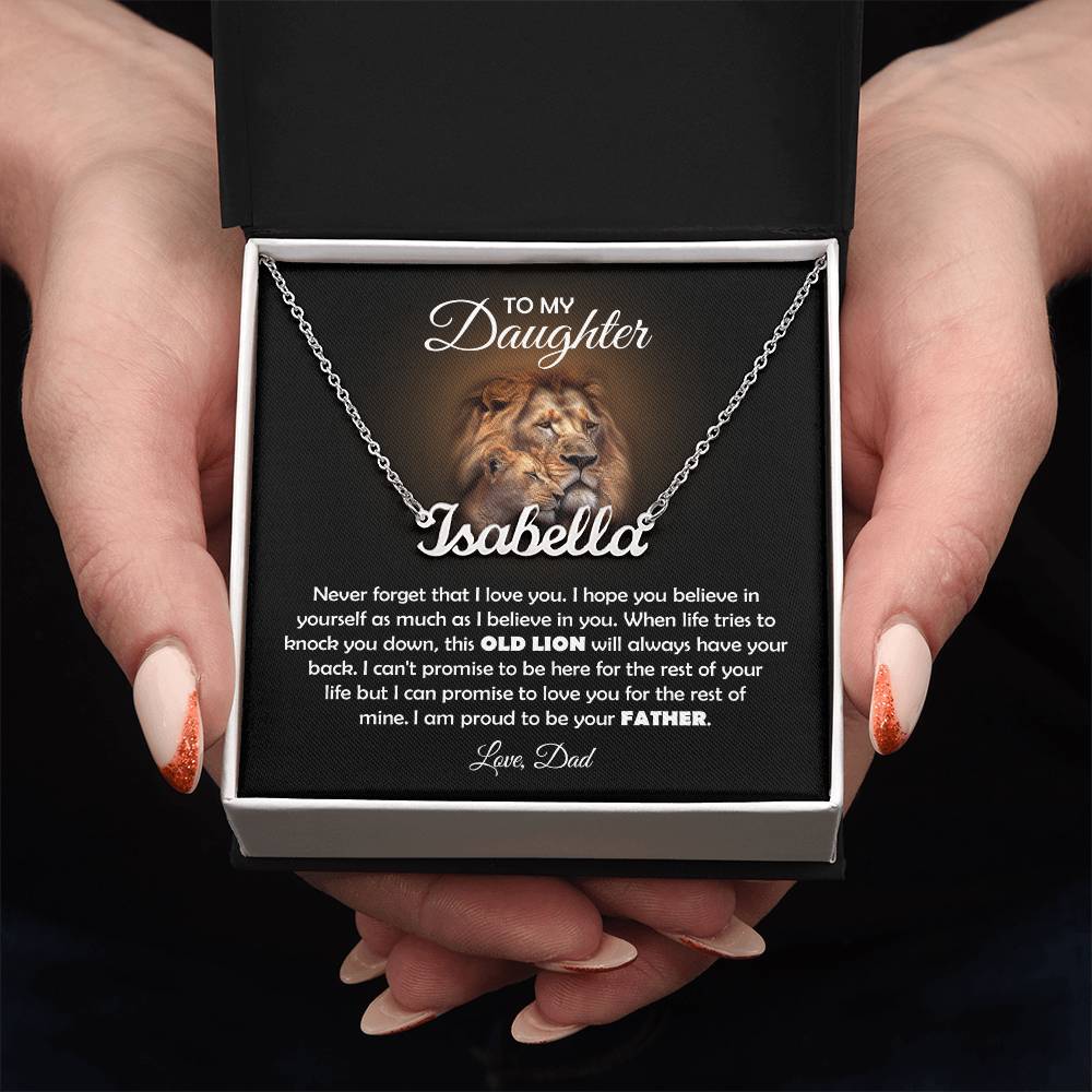 TO MY DAUGHTER OLD LION NAME NECKLACE GIFT SET.