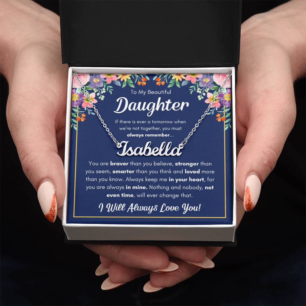 TO MY DAUGHTER BRAVER NAME NECKLACE GIFT SET.