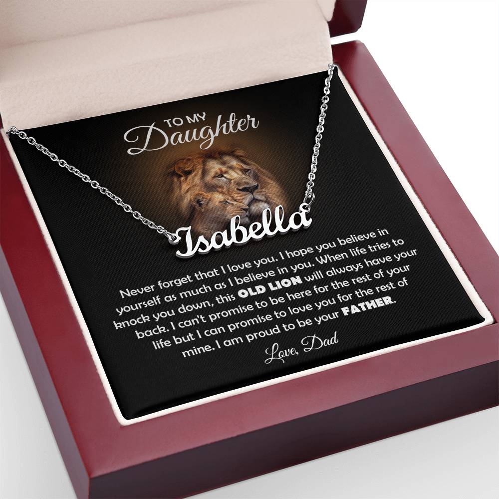 TO MY DAUGHTER OLD LION NAME NECKLACE GIFT SET.