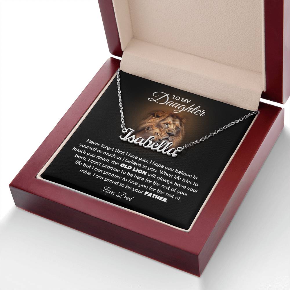 TO MY DAUGHTER OLD LION NAME NECKLACE GIFT SET.