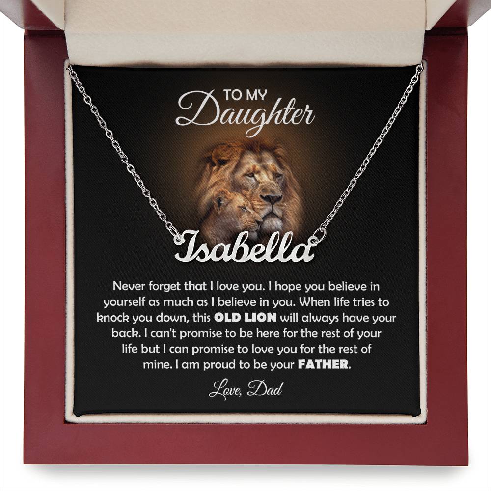 TO MY DAUGHTER OLD LION NAME NECKLACE GIFT SET.