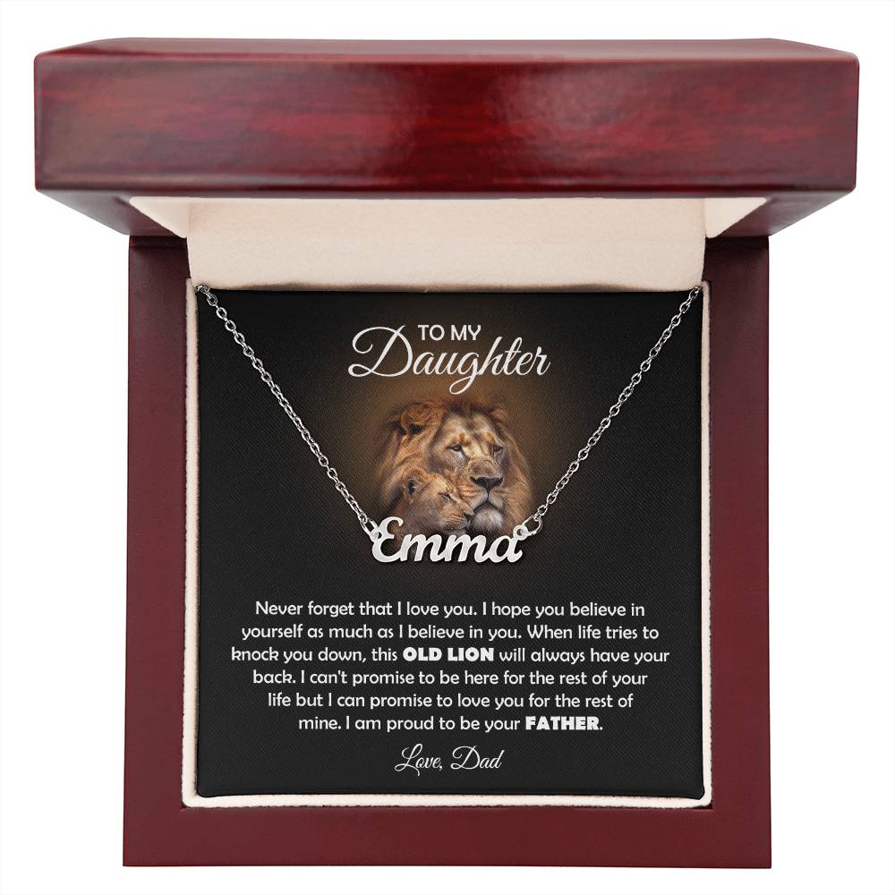 TO MY DAUGHTER OLD LION NAME NECKLACE GIFT SET.