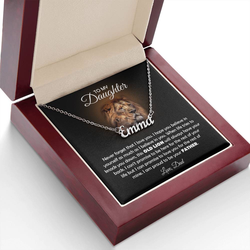 TO MY DAUGHTER OLD LION NAME NECKLACE GIFT SET.