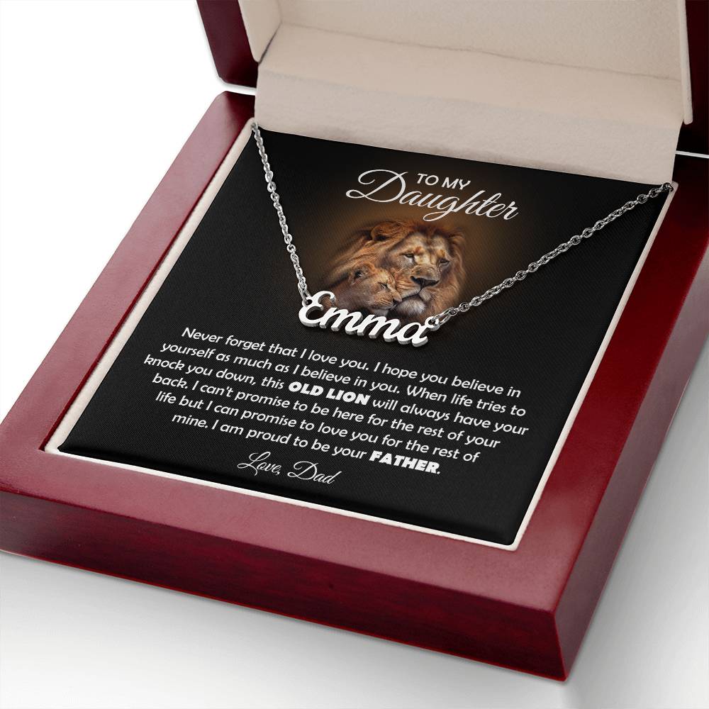 TO MY DAUGHTER OLD LION NAME NECKLACE GIFT SET.
