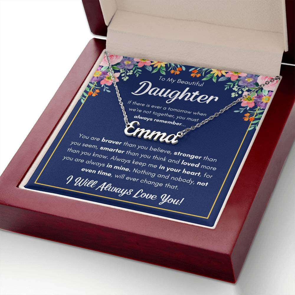 TO MY DAUGHTER BRAVER NAME NECKLACE GIFT SET.