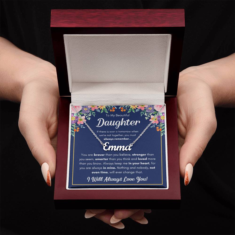 TO MY DAUGHTER BRAVER NAME NECKLACE GIFT SET.