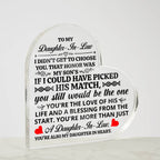 TO MY DAUGHTER IN LAW HONOR HEART ACRYLIC PLAQUE.