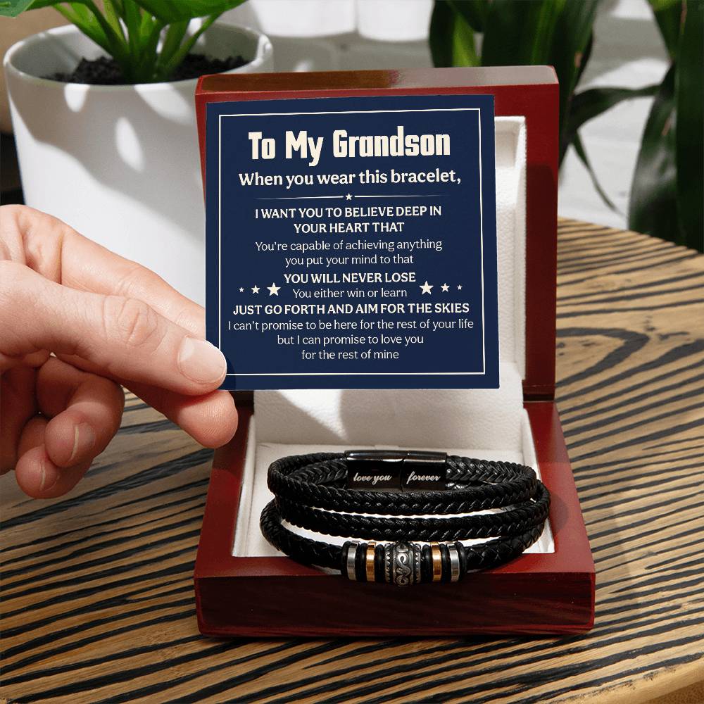 Love You Forever To My Grandson Bracelet Will Never Lose.