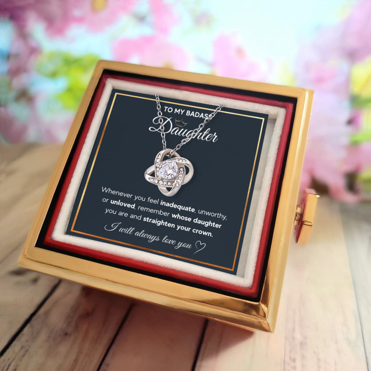 Badass Crown - Daughter Birthday Necklace with Rose Box.