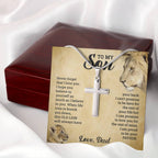 TO MY SON THIS OLD LION CROSS NECKLACE GIFT SET.