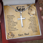 TO MY SON THIS OLD LION CROSS NECKLACE GIFT SET.